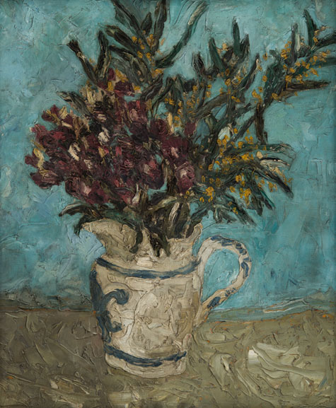 Flowers in a White Jug. Please click to see an enlarged image